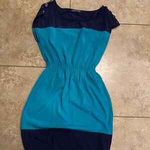 Soprano Teal and Navy Midi Dress